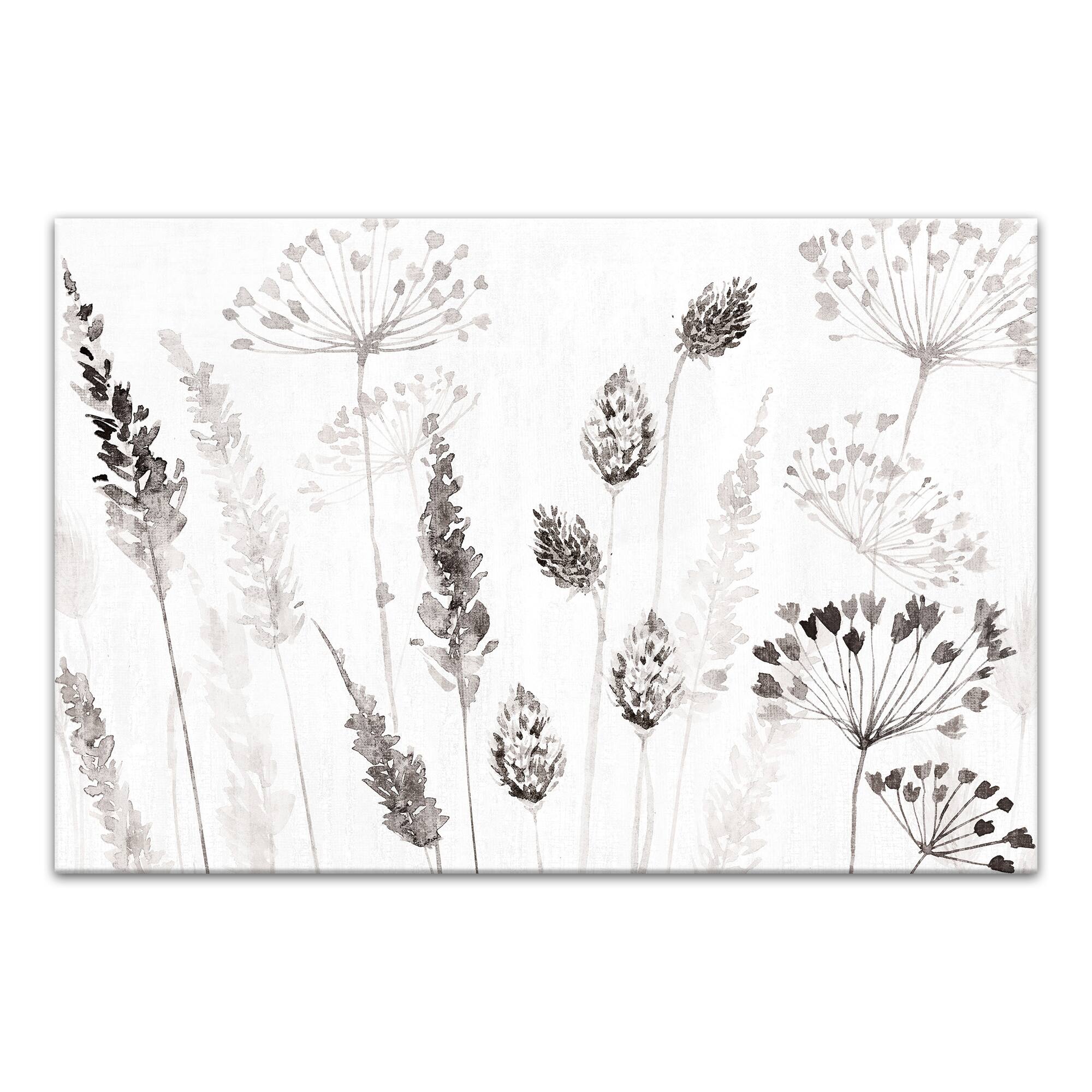 Modern Black Botanical Canvas Wall Art